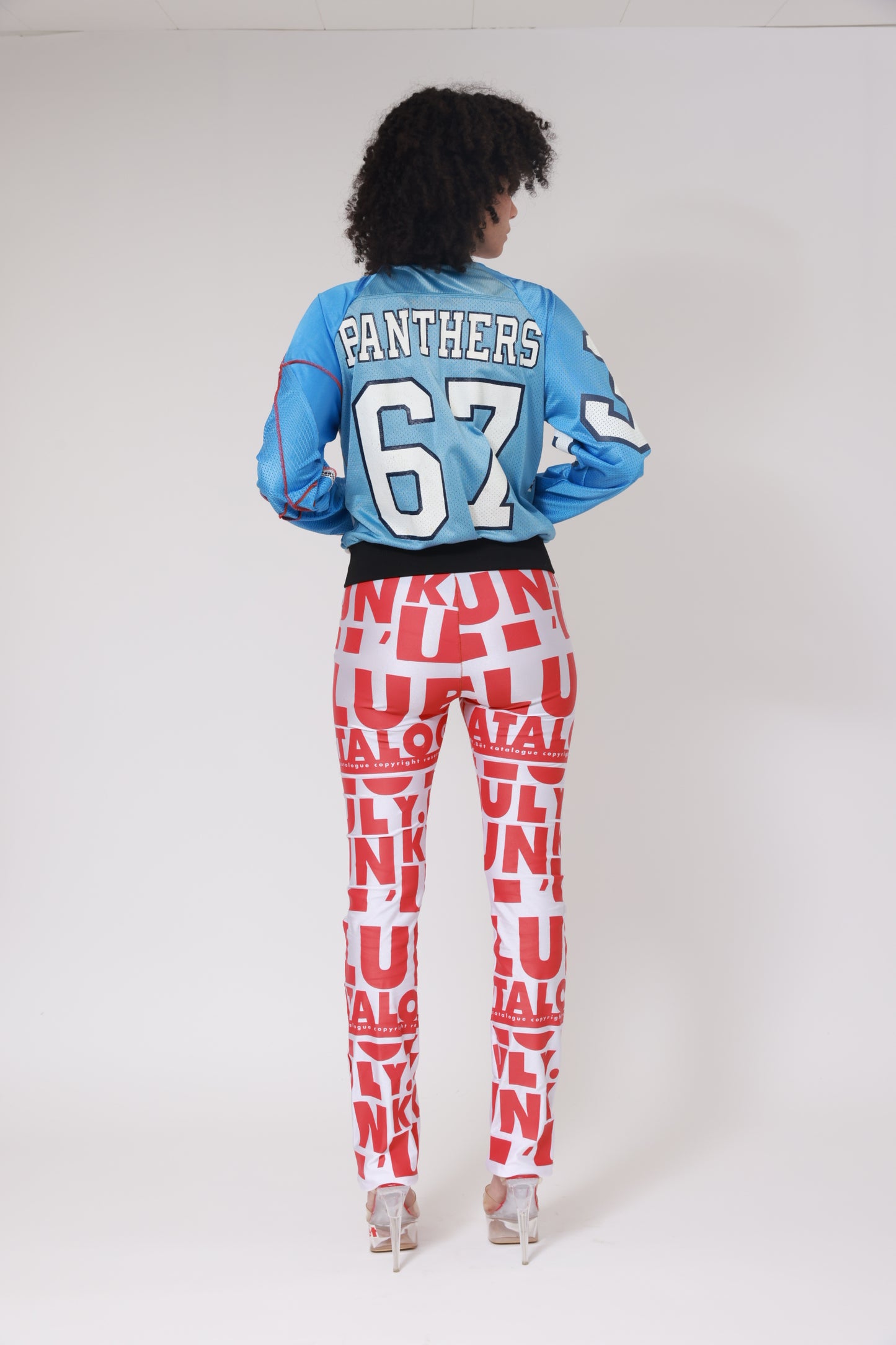 UPCYCLING NFL SUPER TEDDY JERSEY JACKET / NUMBER BACK 67 - PANTHERS