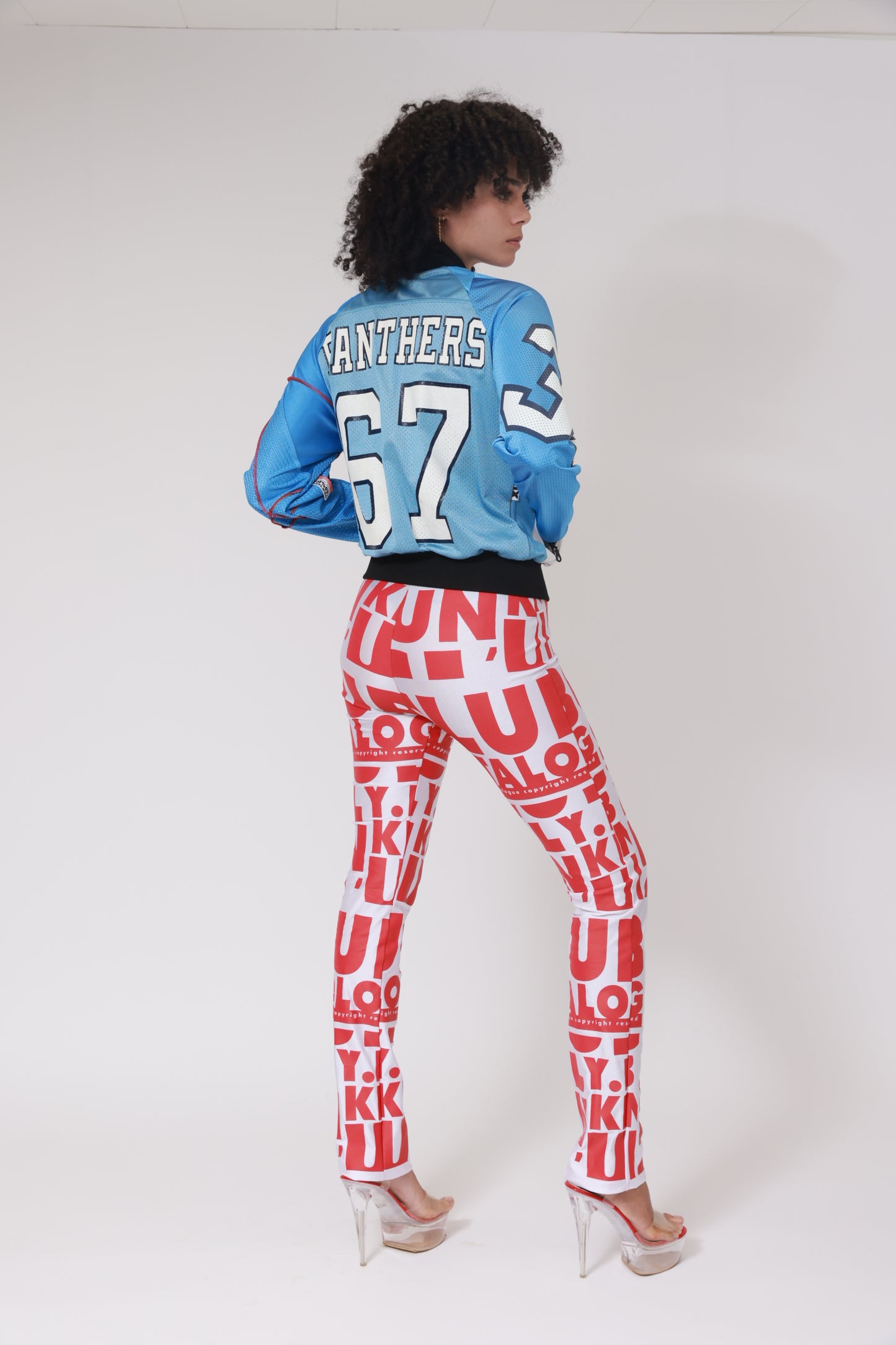 UPCYCLING NFL SUPER TEDDY JERSEY JACKET / NUMBER BACK 67 - PANTHERS