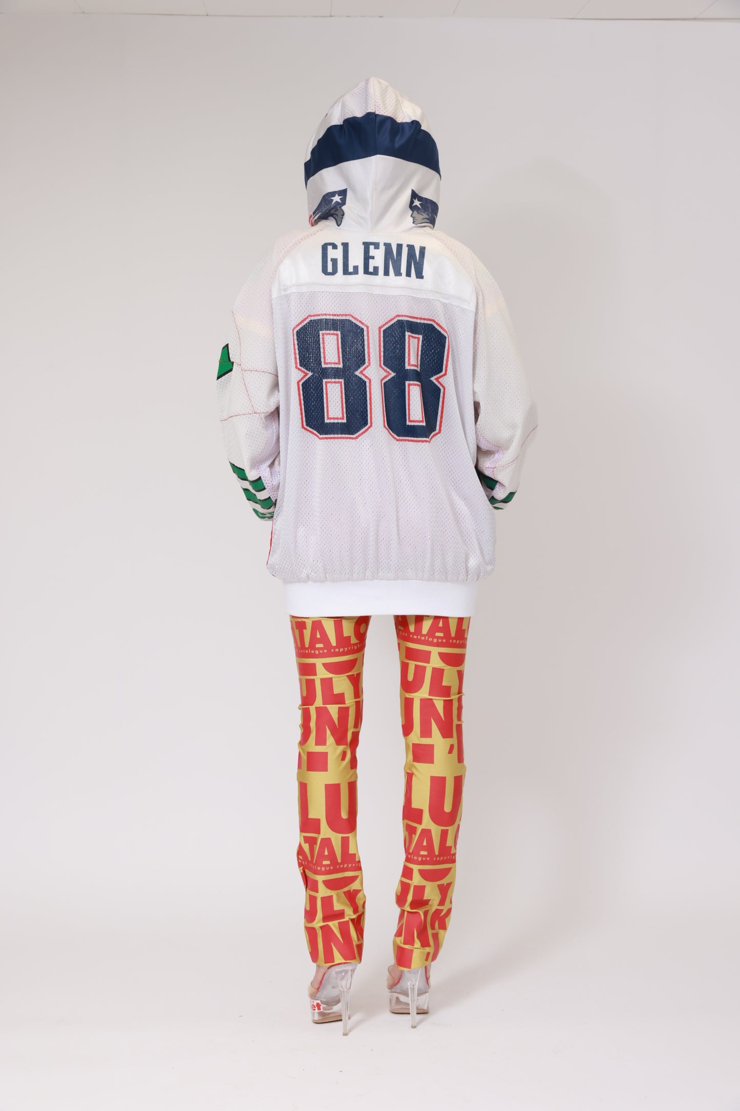 UPCYCLING BASEBALL JERSEY HOODY JACKET / NUMBER BACK 88 GLENN