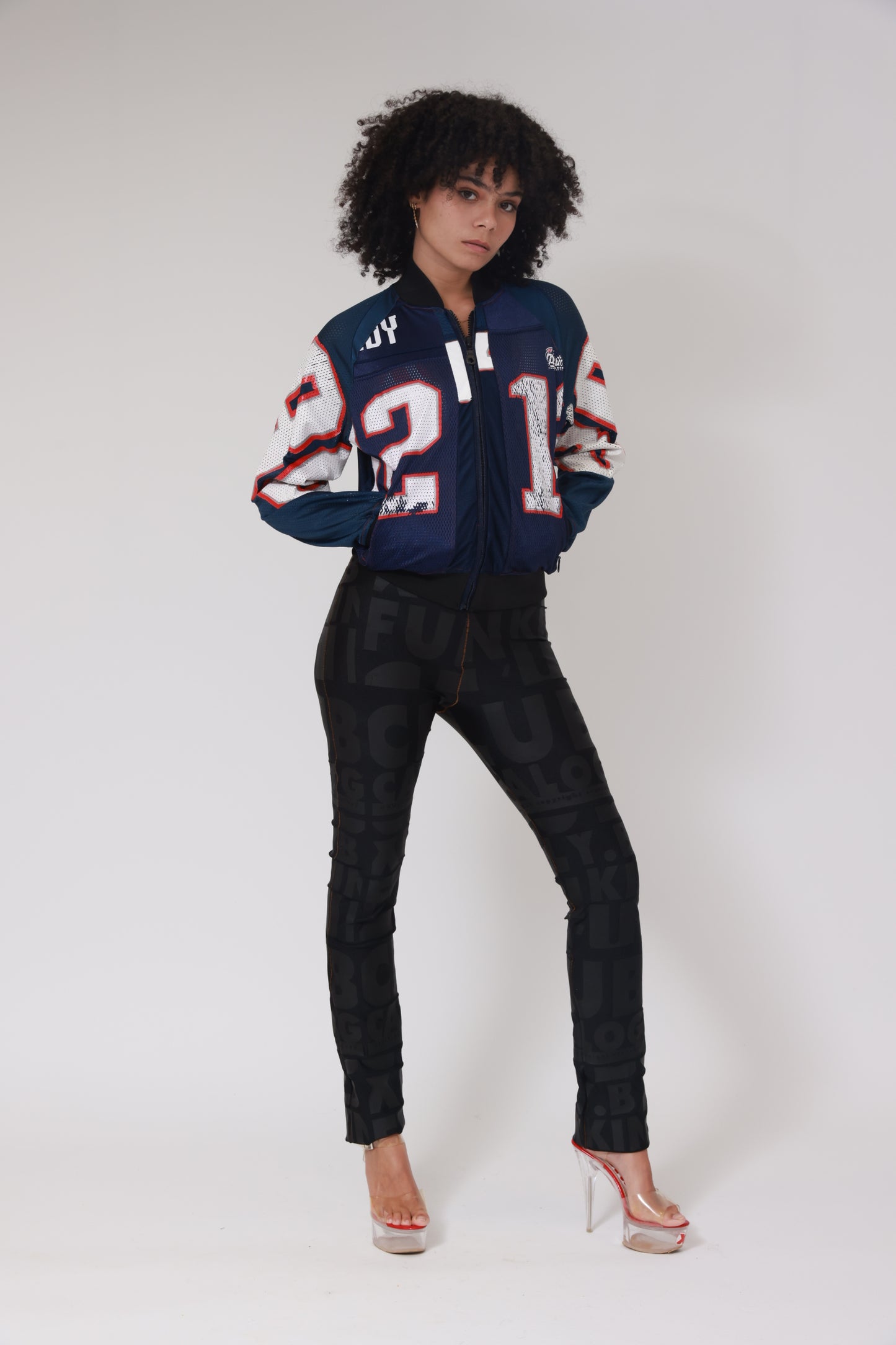 UPCYCLING NFL SUPER TEDDY JERSEY JACKET / NUMBER BACK 212 - BRUSCHI 54