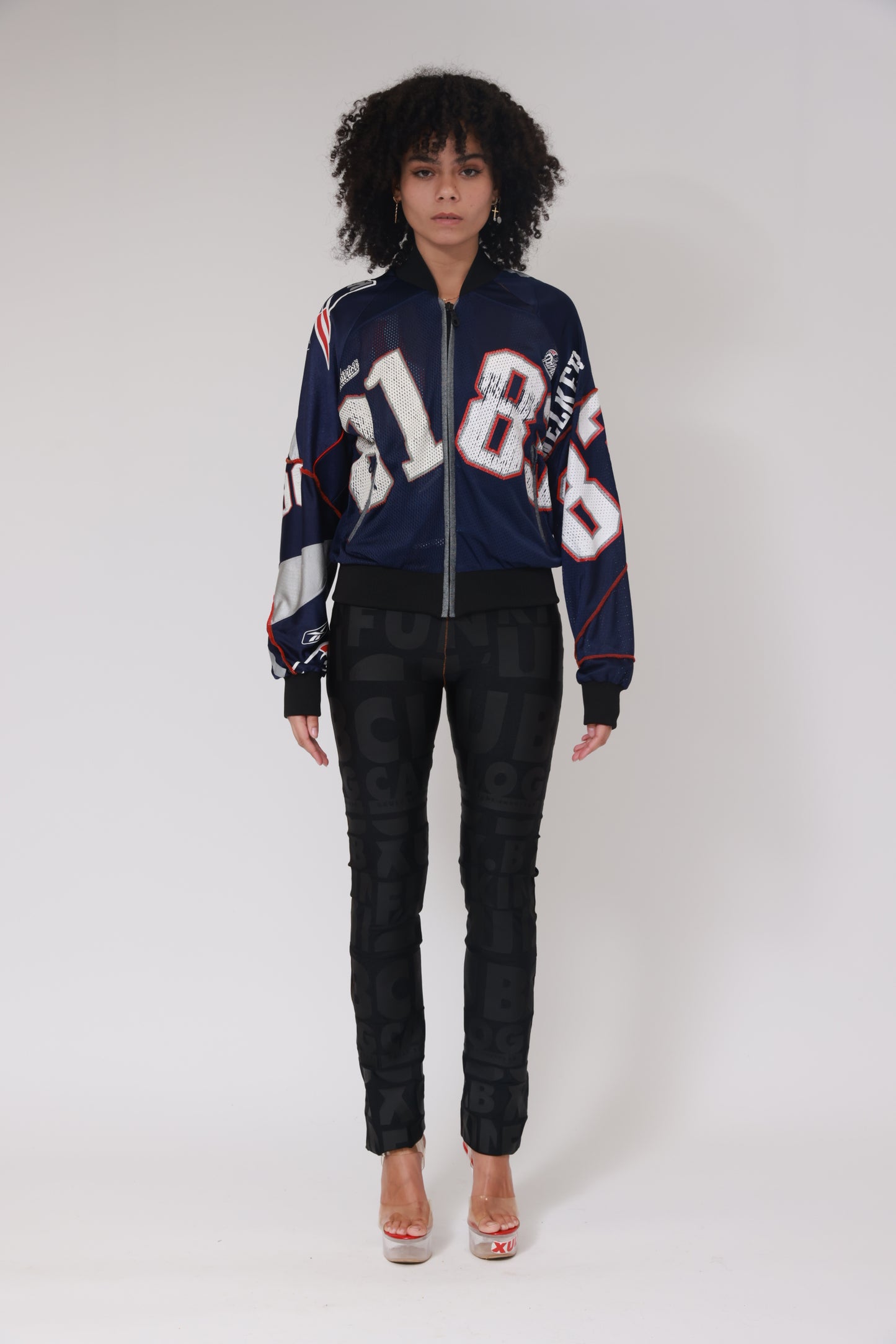UPCYCLING NFL SUPER TEDDY JERSEY JACKET / NUMBER BACK 18 - MOSS 81