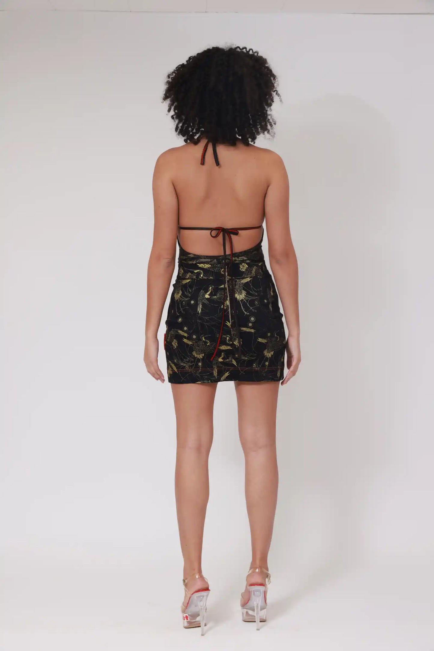 XB YASUKE GOLD ON BLACK BACKLESS SWIMSUIT