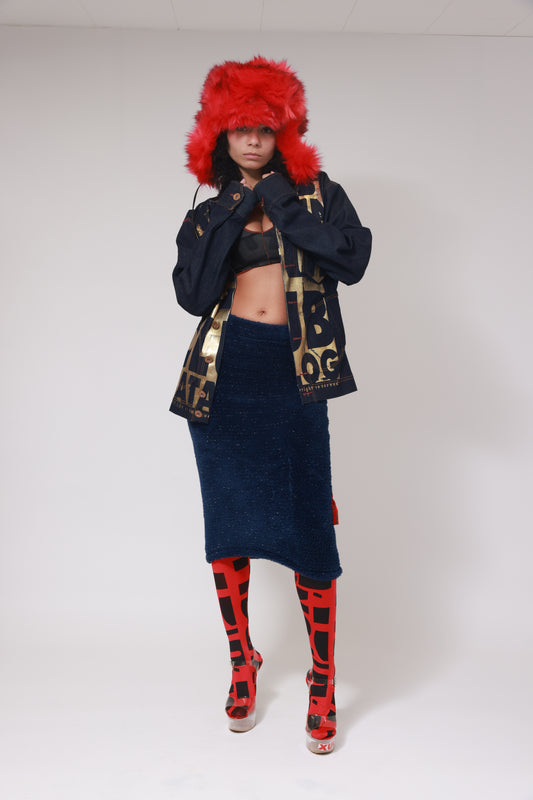 GLITTER FLEECE PENCIL SKIRT