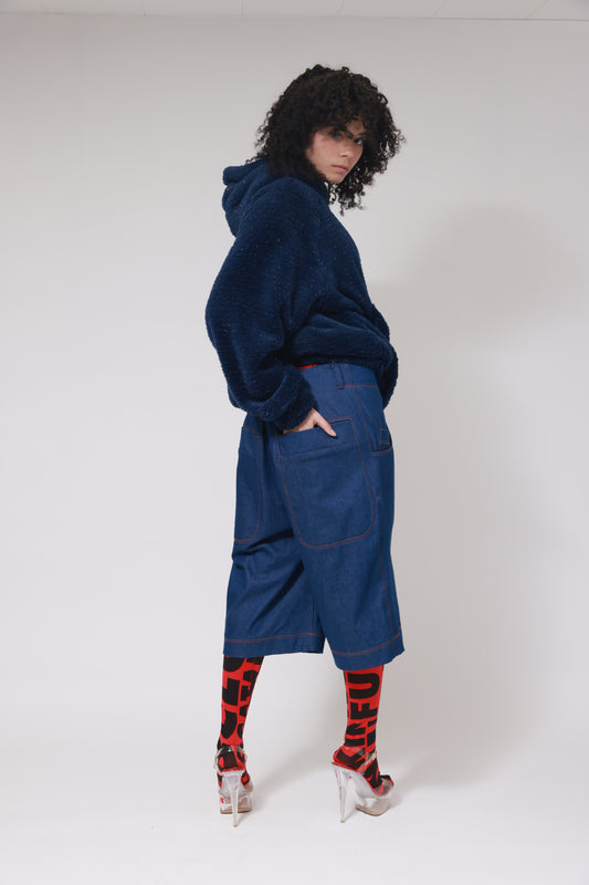 XB DENIM SHORT BAGGY PANTS