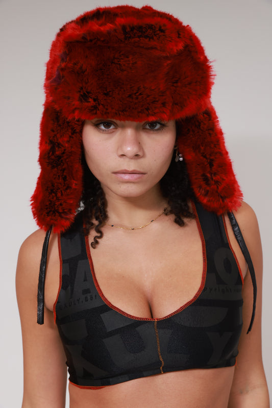 SHAVED FAUX FUR CHAPKA / RED