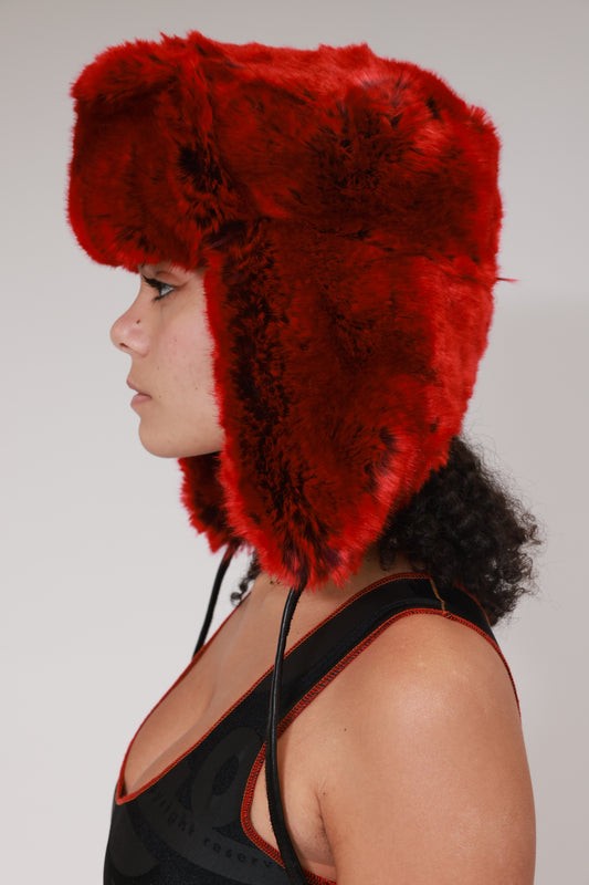 SHAVED FAUX FUR CHAPKA / RED