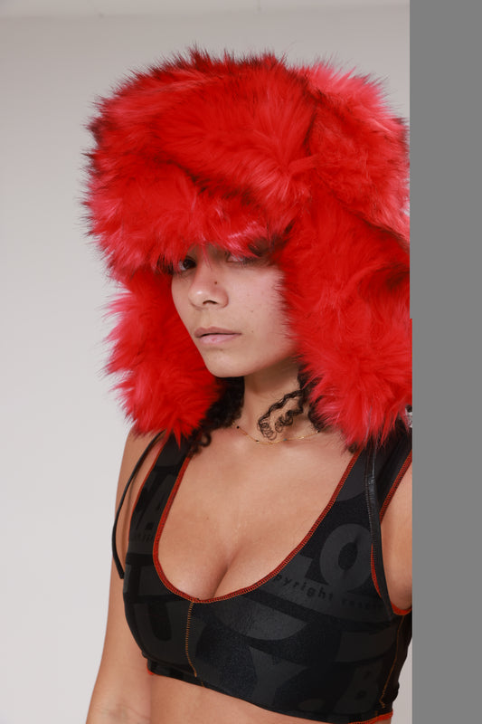 FAUX FUR CHAPKA FOX STYLE / PINK