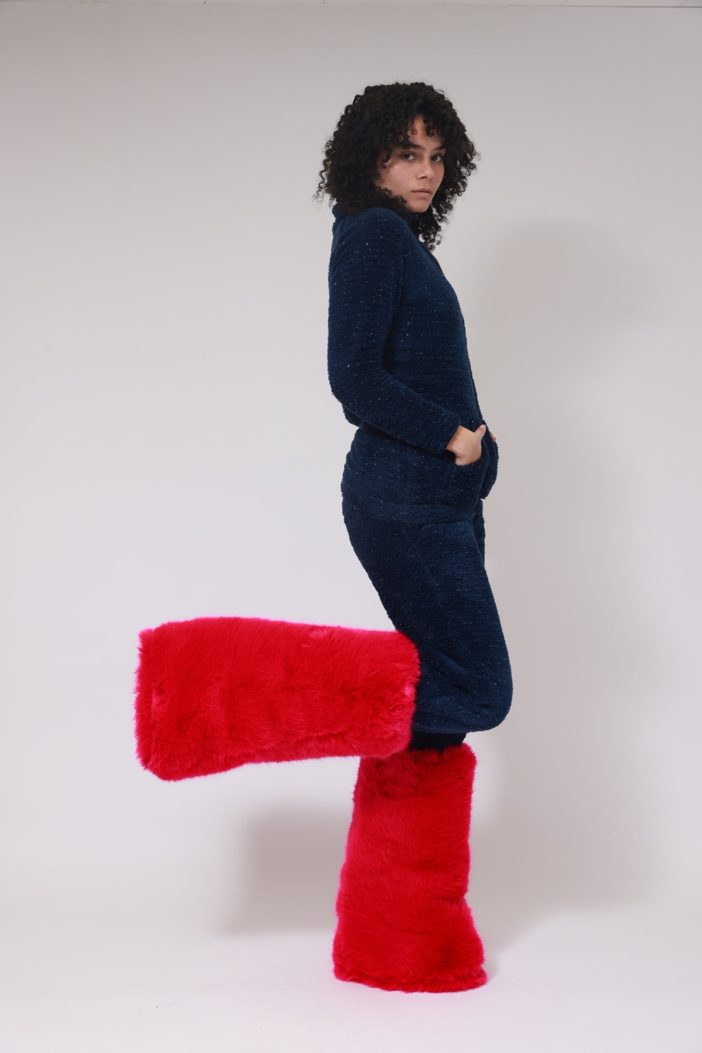 SHAVED FAUX FUR LEG WARMER / PINK