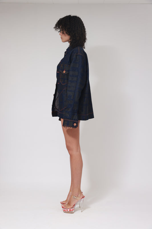 XB FLAGPRINT DENIM SUPER JACKET / NOIR