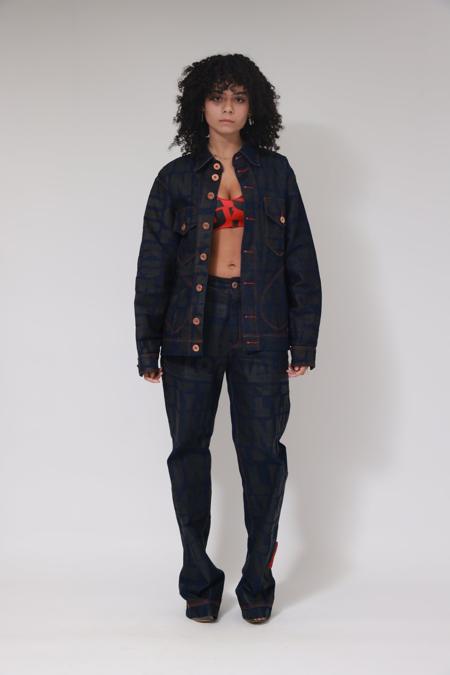 XB FLAGPRINT DENIM SUPER JACKET / NOIR