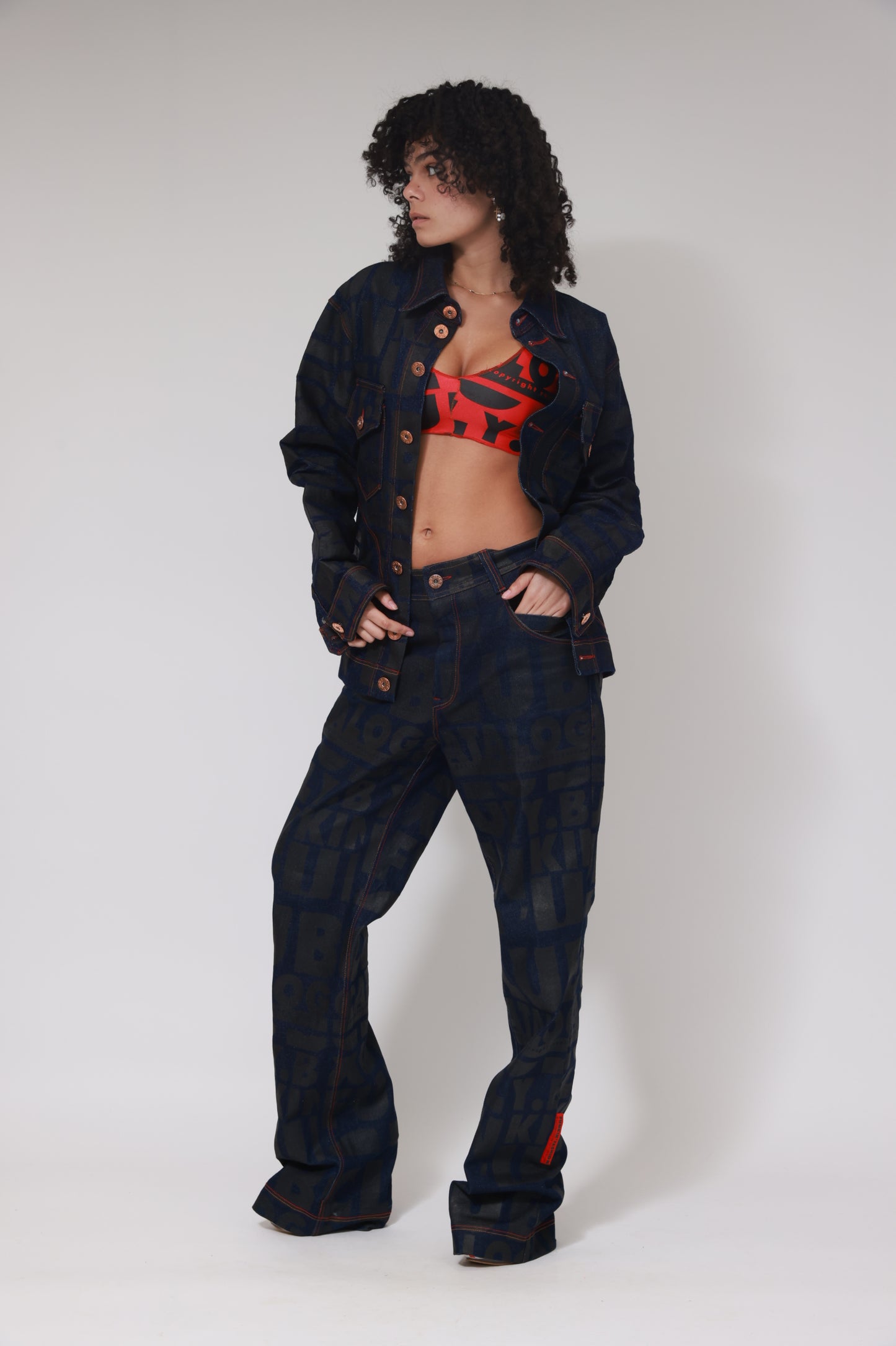 XB FLAGPRINT DENIM SUPER JACKET / NOIR
