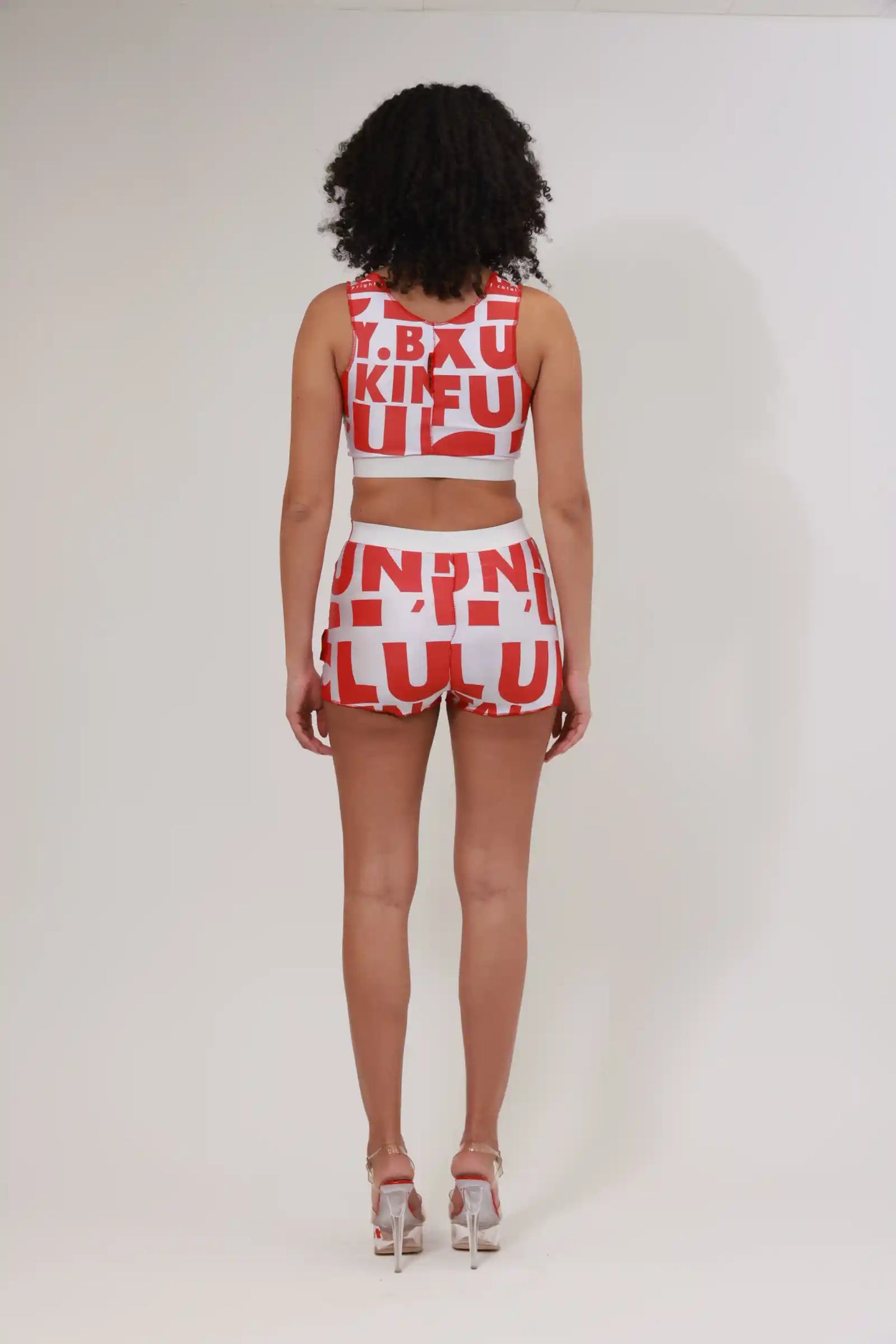 XB FLAGPRINT BRALETTE / RED ON WHITE