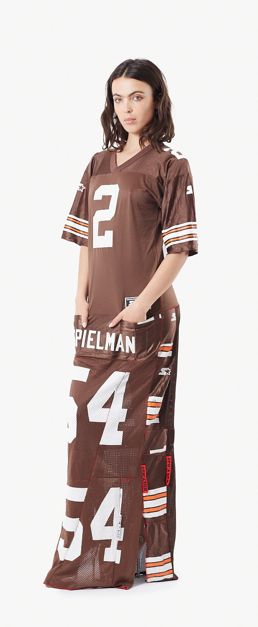 UPCYCLED NFL BROWNS JERSEY MAXI DRESS / La robe 'NFL UPCYCLED' BROWNS par XULY.Bët