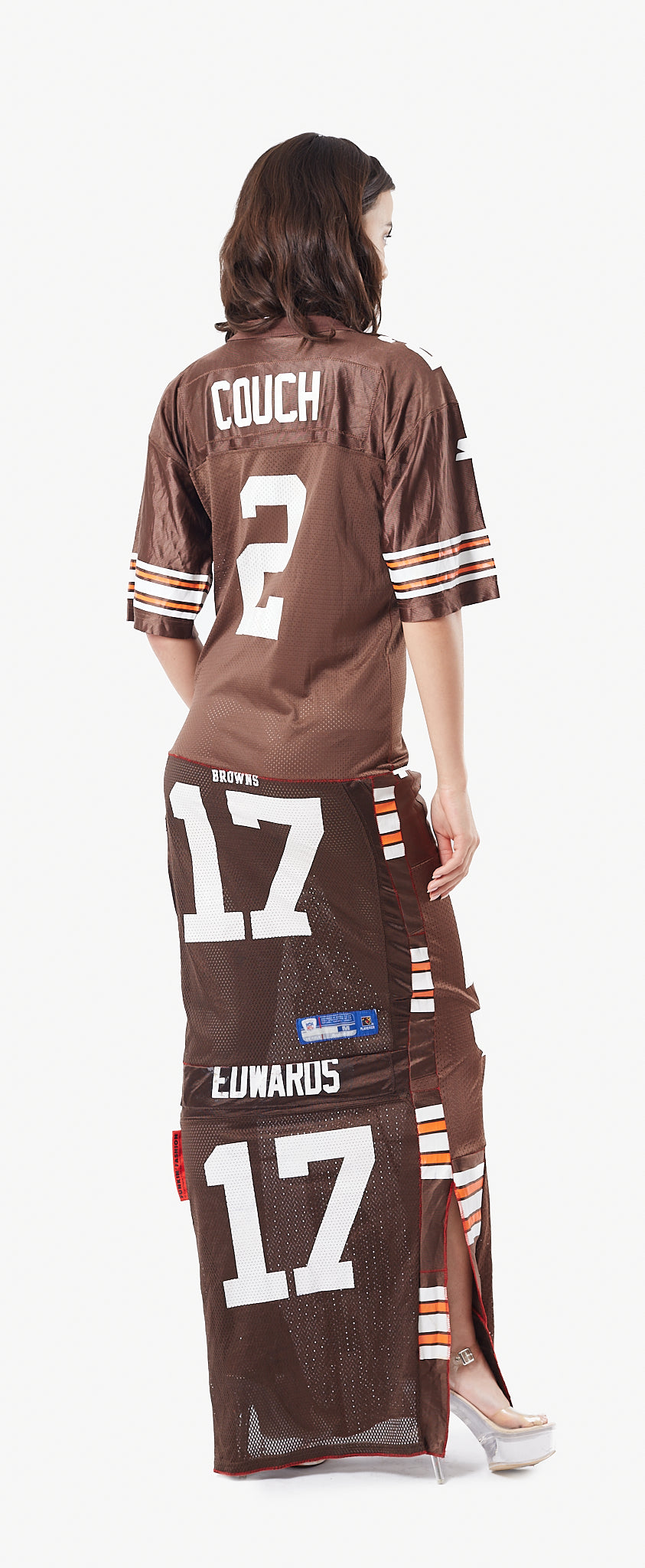 UPCYCLED NFL BROWNS JERSEY MAXI DRESS / La robe 'NFL UPCYCLED' BROWNS par XULY.Bët