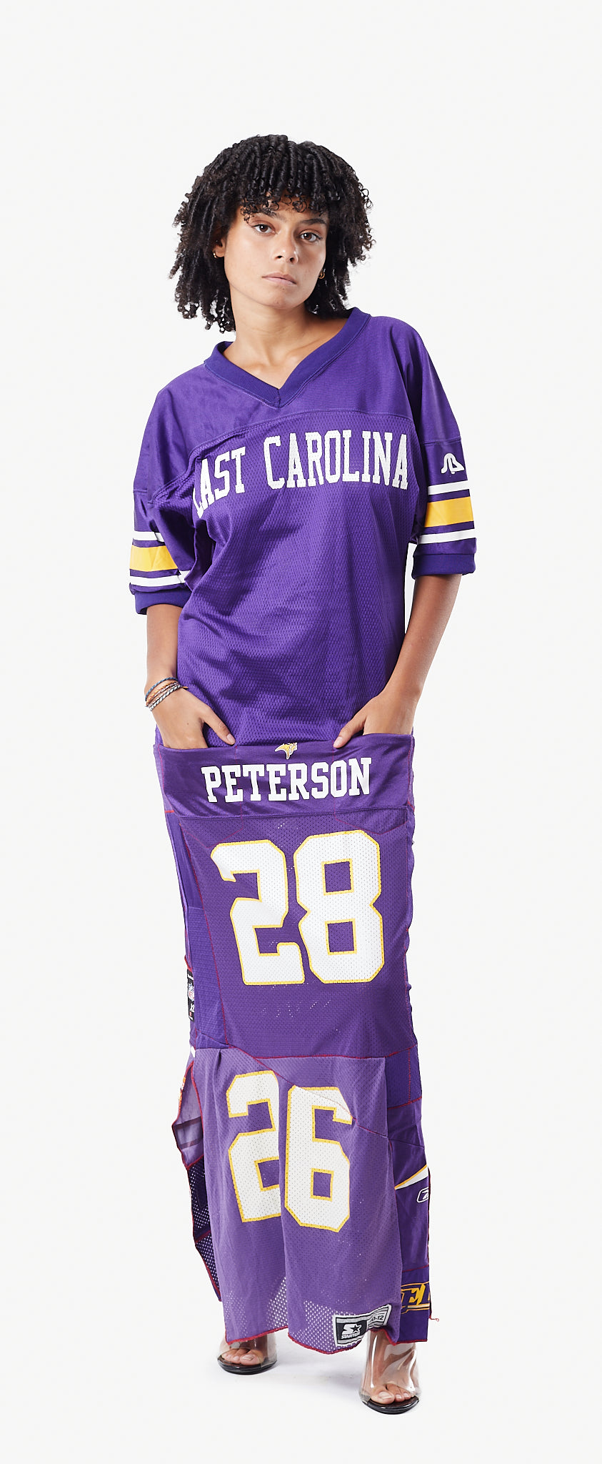 UPCYCLED NFL EAST CAROLINA JERSEY MAXI DRESS / La robe 'UPCYCLED' EAST CAROLINA par XULY.Bët